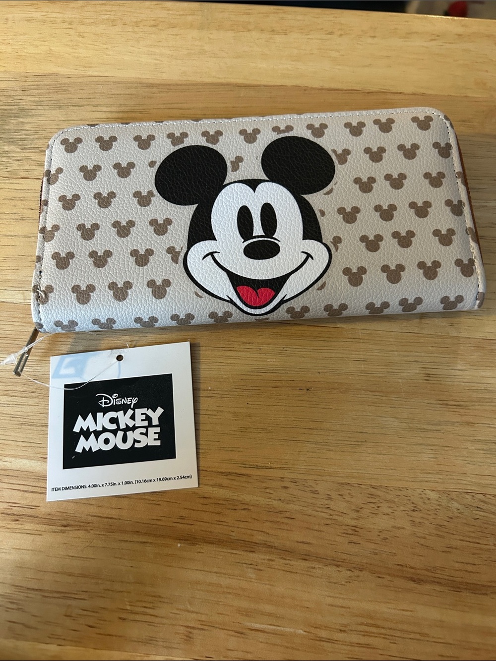 Disney Mickey Mouse Beige and Black Zip Wallet